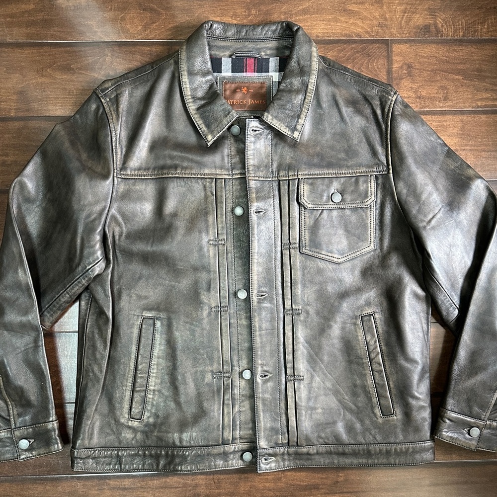 Men's Patrick James Burnished Leather Jacket XL